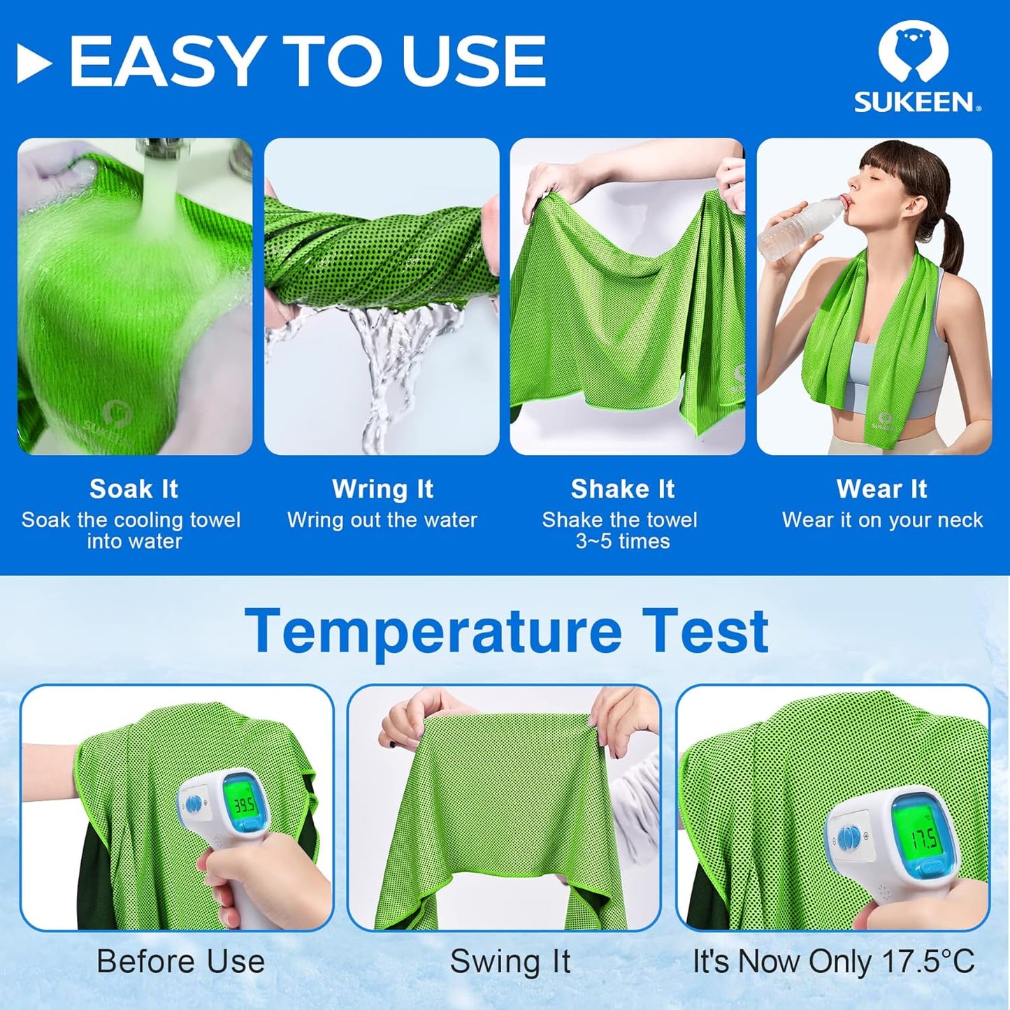 Stay Cool Anywhere: 4 Pack of Versatile Cooling Towels (40"x12") - Perfect for Yoga, Sports, Gym, and Outdoor Adventures!