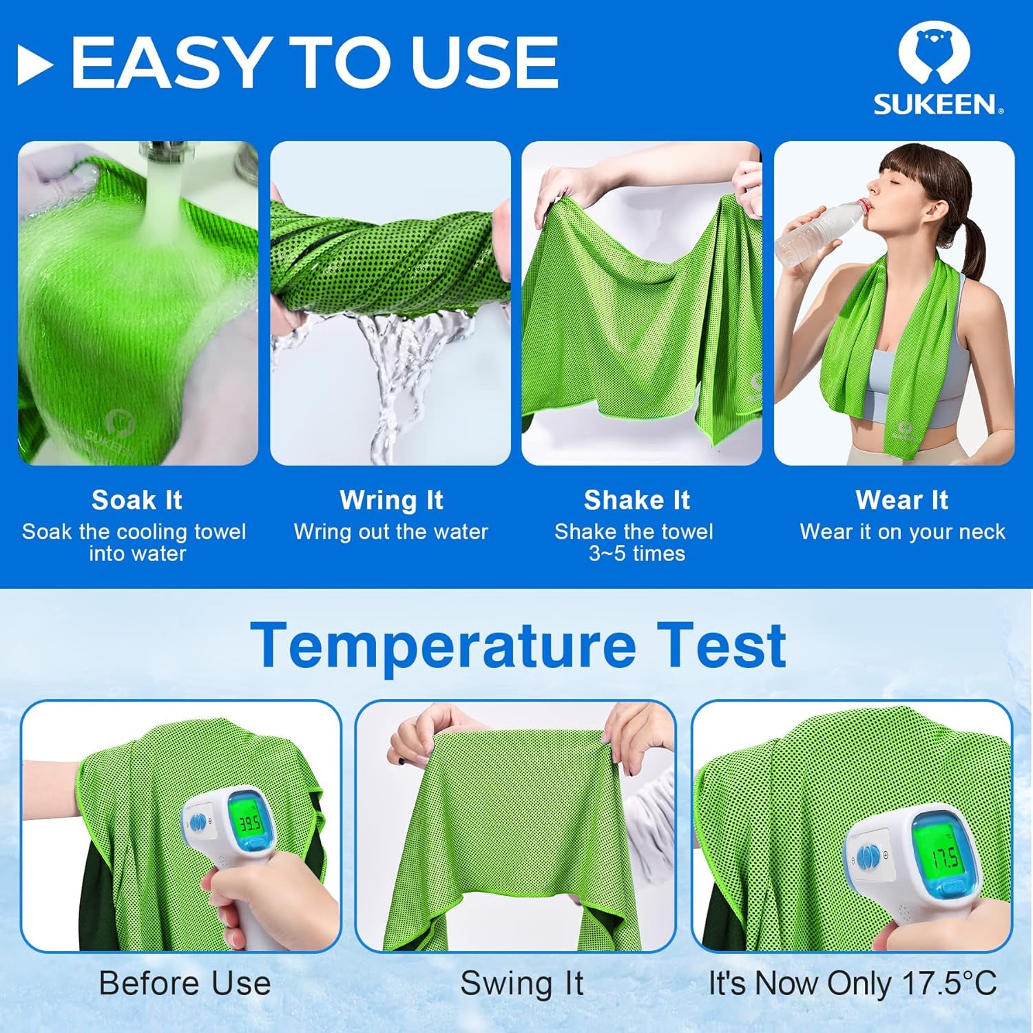 Stay Cool Anywhere: 4 Pack of Versatile Cooling Towels (40"x12") - Perfect for Yoga, Sports, Gym, and Outdoor Adventures!