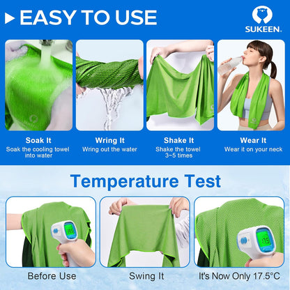 Stay Cool Anywhere: 4 Pack of Versatile Cooling Towels (40"x12") - Perfect for Yoga, Sports, Gym, and Outdoor Adventures!