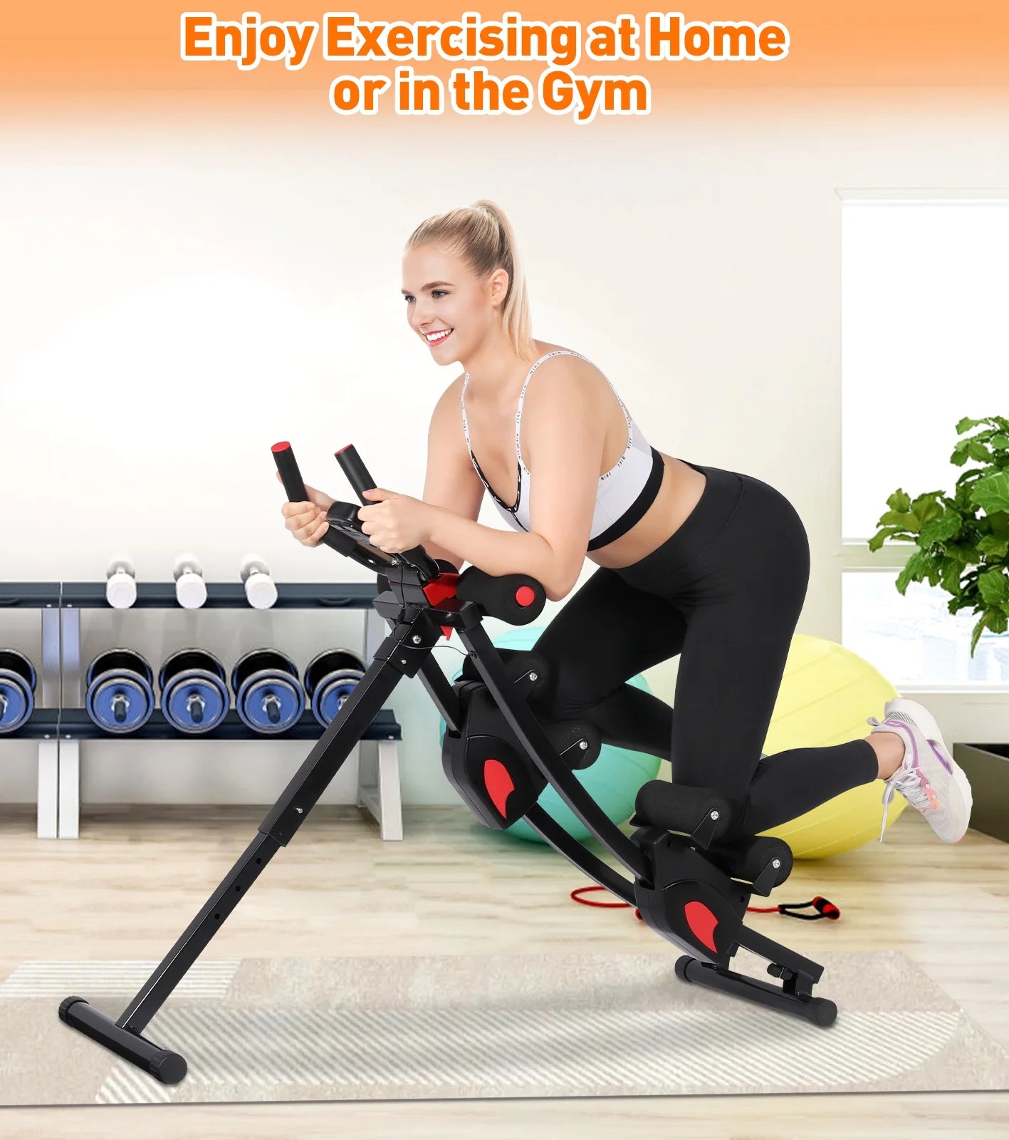 Transform Your Core with the Ultimate Fitness Ab Machine - 4 Adjustable Resistance Levels for Effective Home Workouts, Compact & Foldable Design, Supports Up to 440 lbs!