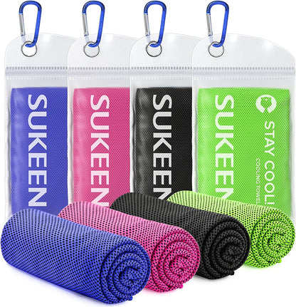 Stay Cool Anywhere: 4 Pack of Versatile Cooling Towels (40"x12") - Perfect for Yoga, Sports, Gym, and Outdoor Adventures!