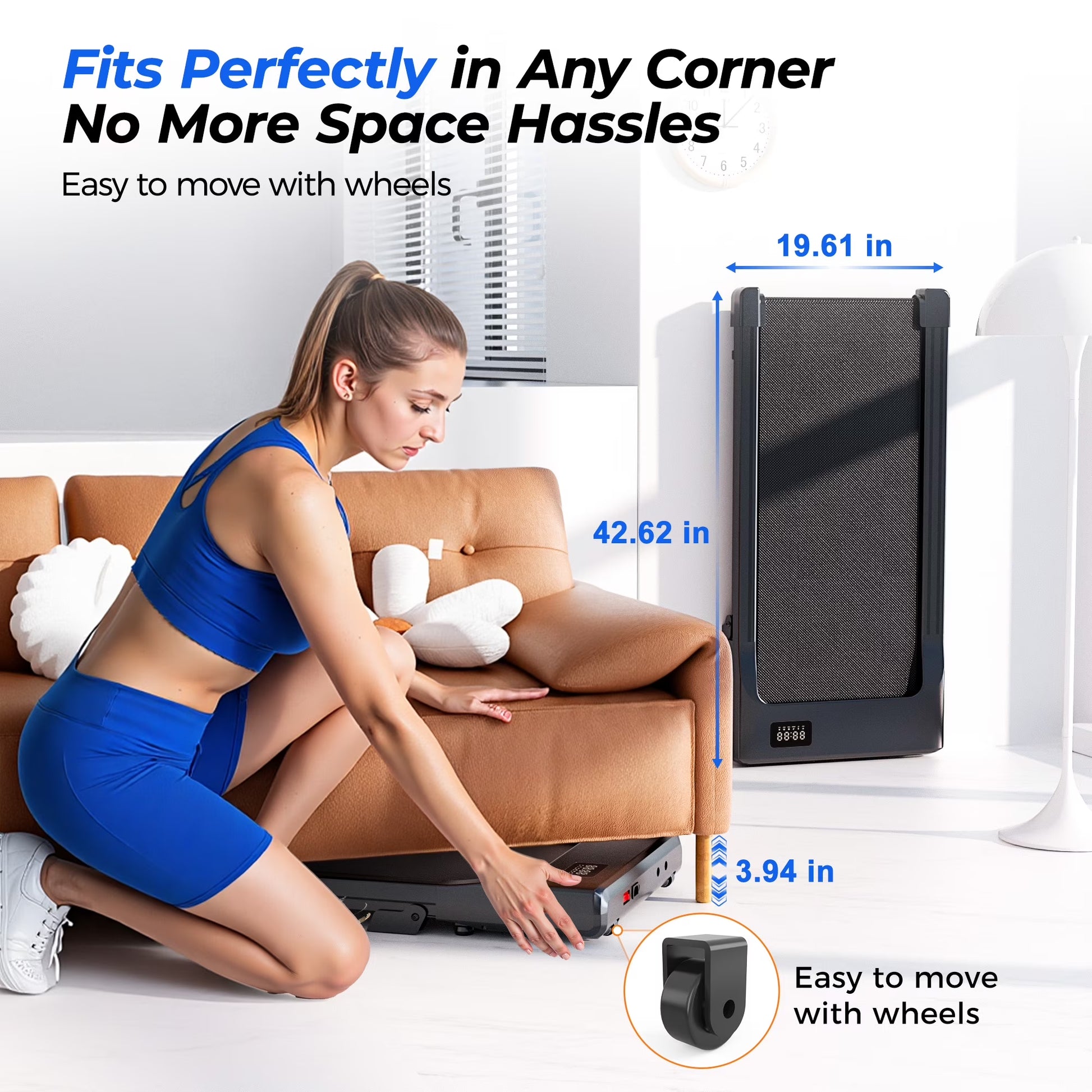 Elevate Your Workout with the 6% Incline Walking Pad Treadmill - No Assembly Required, 2.5 HP Quiet Motor, Smart App Connectivity, and LED Display for Ultimate Fitness Tracking!