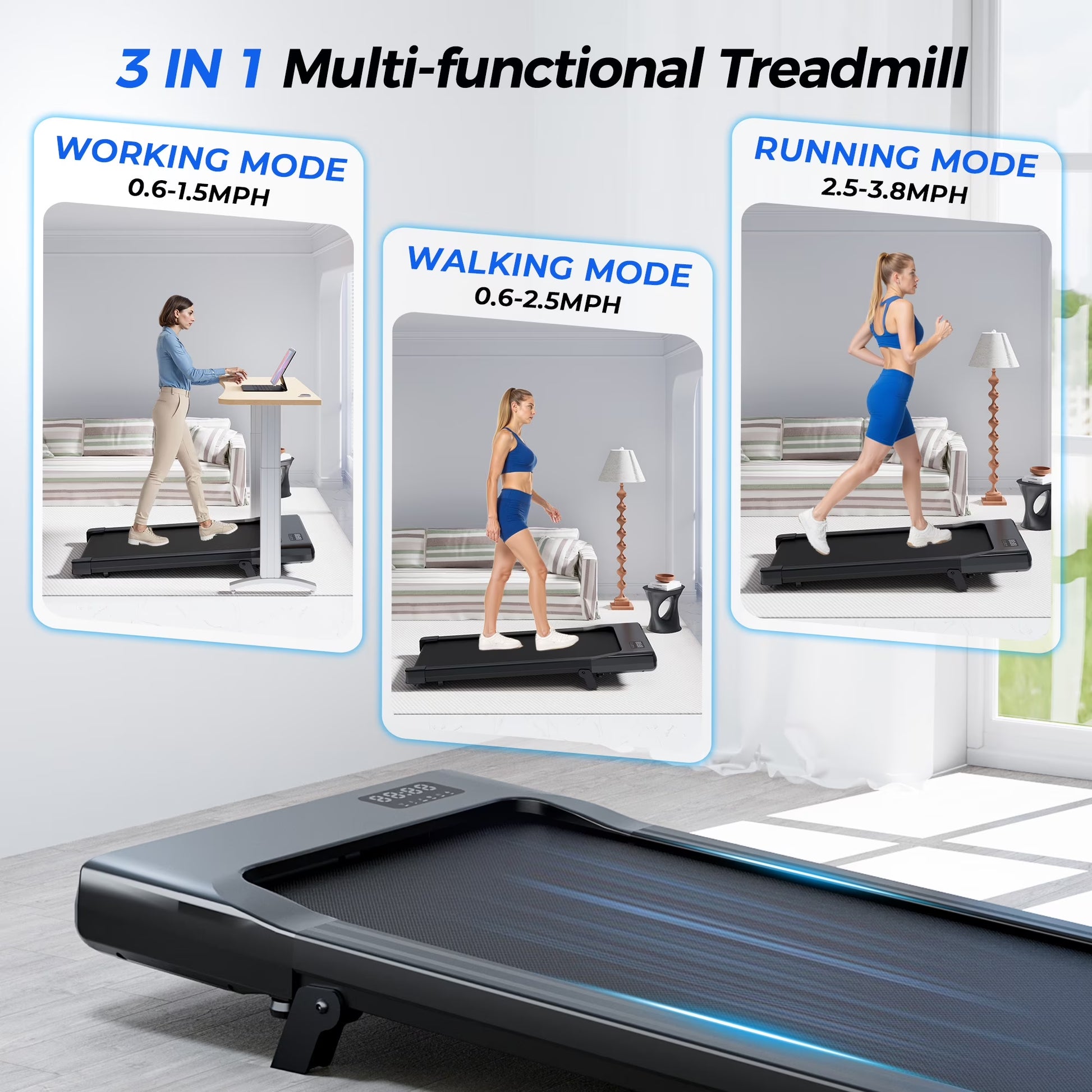 Elevate Your Workout with the 6% Incline Walking Pad Treadmill - No Assembly Required, 2.5 HP Quiet Motor, Smart App Connectivity, and LED Display for Ultimate Fitness Tracking!