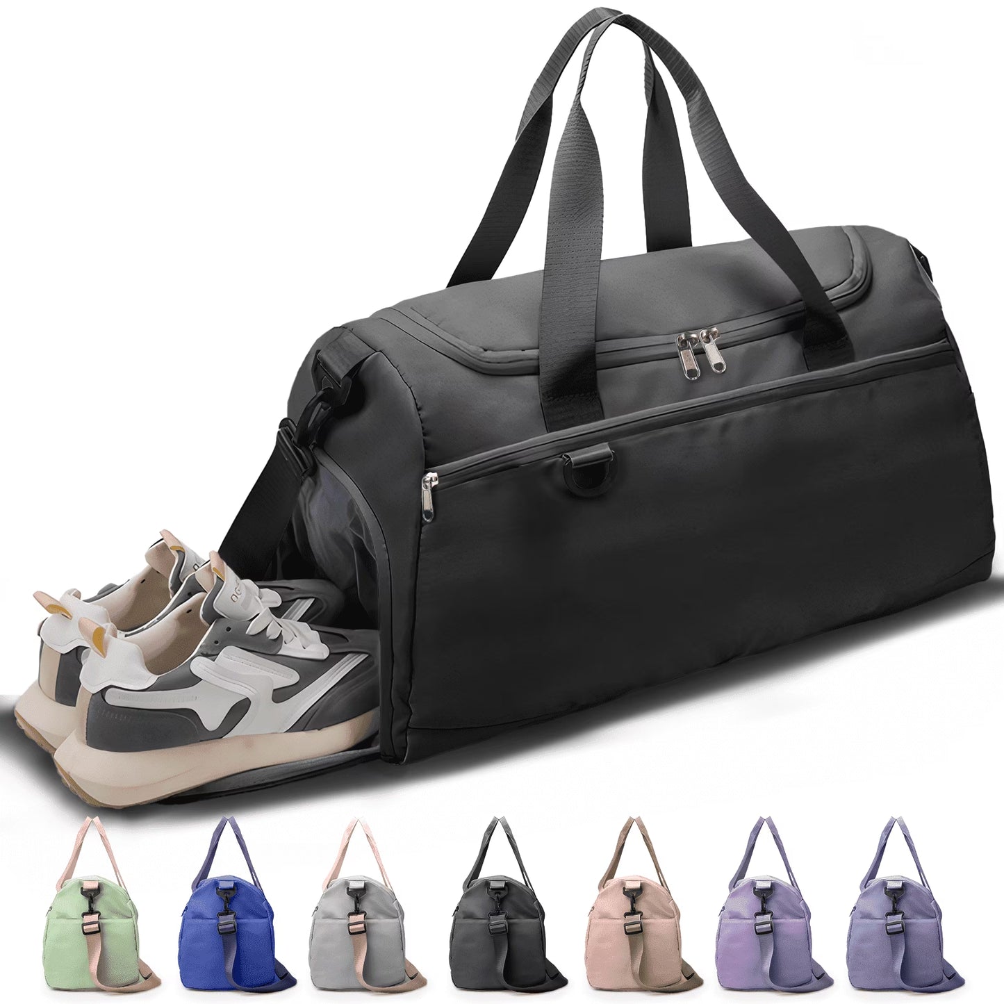 Ultimate Waterproof Travel Duffle Bag with Shoe Compartment - Perfect for Gym, Sports, and Weekend Getaways in Sleek Black Design