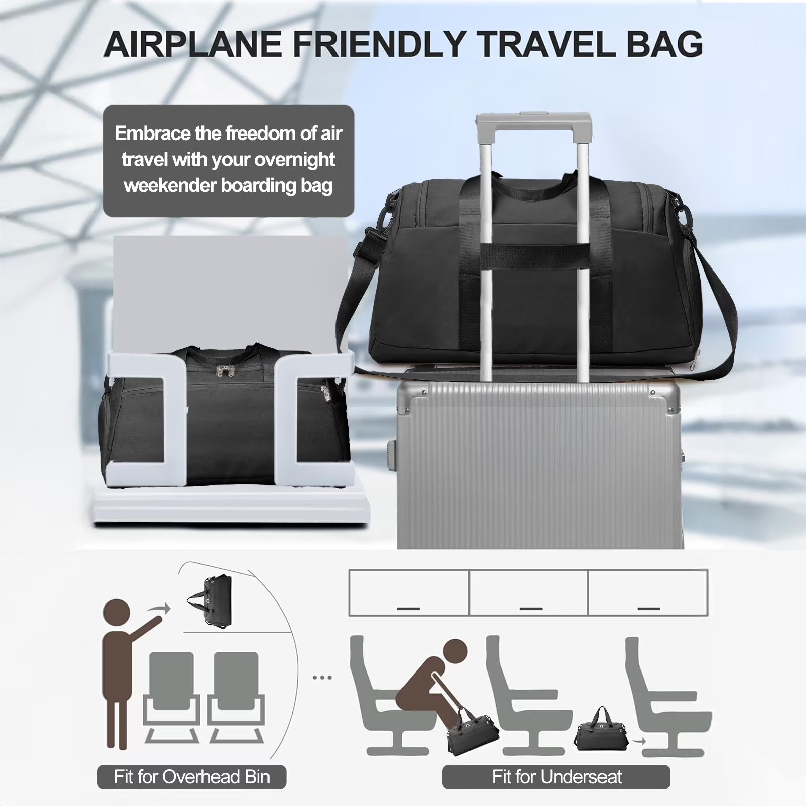 Ultimate Waterproof Travel Duffle Bag with Shoe Compartment - Perfect for Gym, Sports, and Weekend Getaways in Sleek Black Design