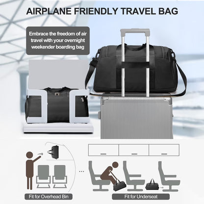 Ultimate Waterproof Travel Duffle Bag with Shoe Compartment - Perfect for Gym, Sports, and Weekend Getaways in Sleek Black Design