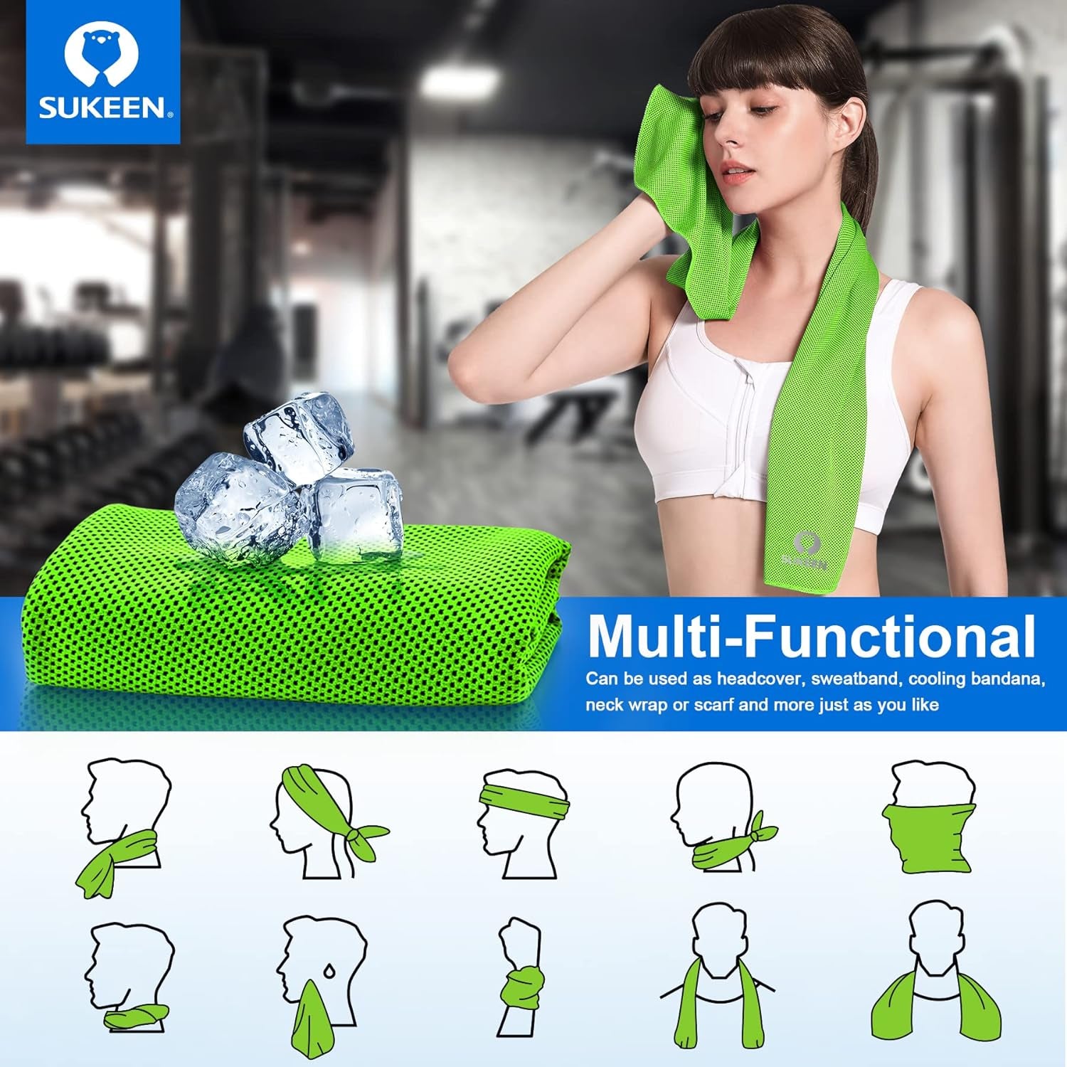 Stay Cool Anywhere: 4 Pack of Versatile Cooling Towels (40"x12") - Perfect for Yoga, Sports, Gym, and Outdoor Adventures!