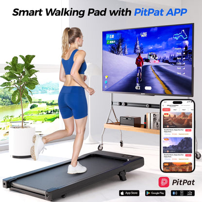 Elevate Your Workout with the 6% Incline Walking Pad Treadmill - No Assembly Required, 2.5 HP Quiet Motor, Smart App Connectivity, and LED Display for Ultimate Fitness Tracking!