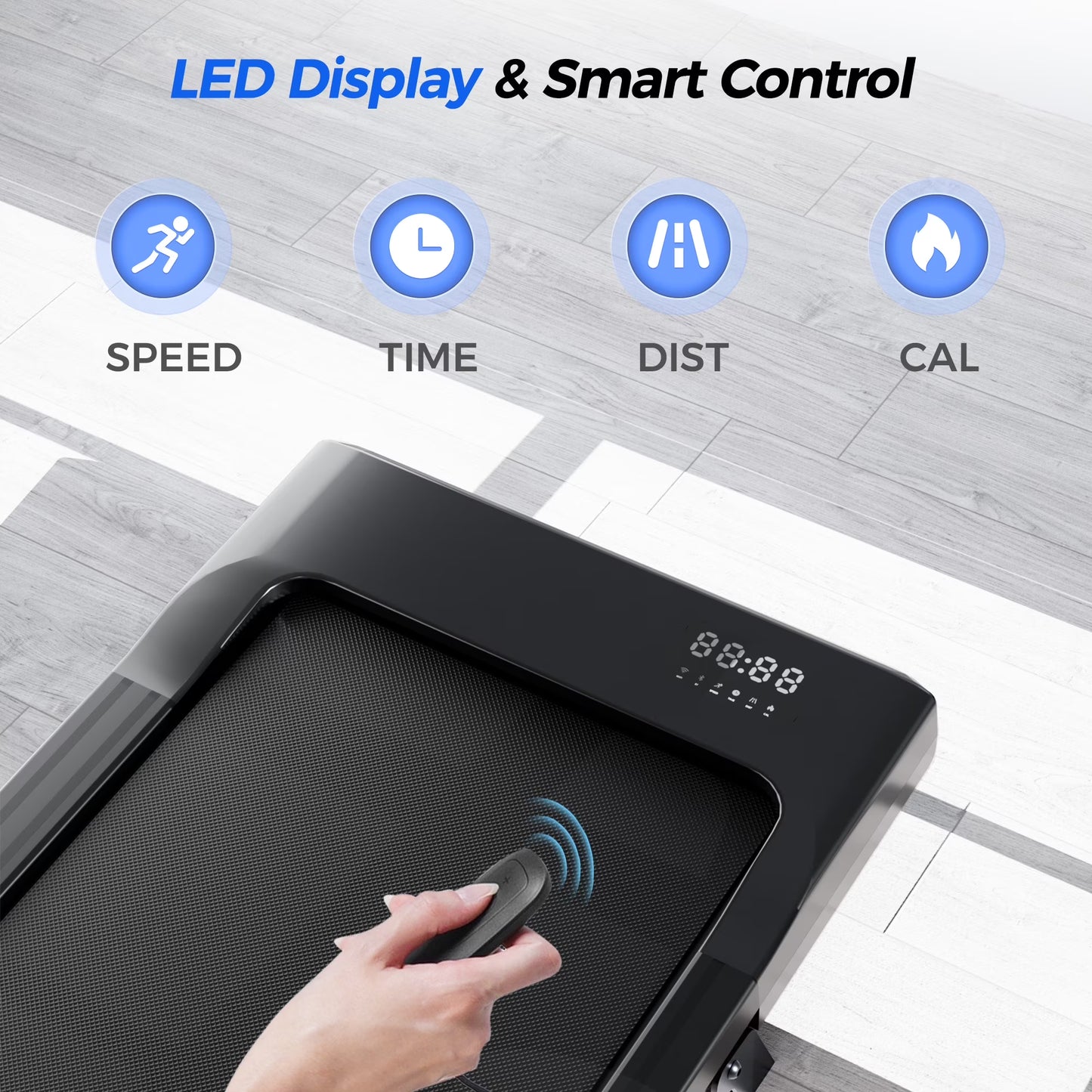 Elevate Your Workout with the 6% Incline Walking Pad Treadmill - No Assembly Required, 2.5 HP Quiet Motor, Smart App Connectivity, and LED Display for Ultimate Fitness Tracking!