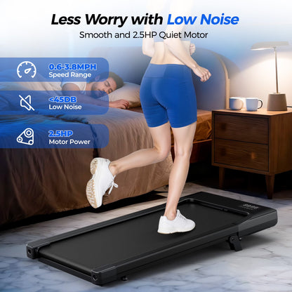Elevate Your Workout with the 6% Incline Walking Pad Treadmill - No Assembly Required, 2.5 HP Quiet Motor, Smart App Connectivity, and LED Display for Ultimate Fitness Tracking!