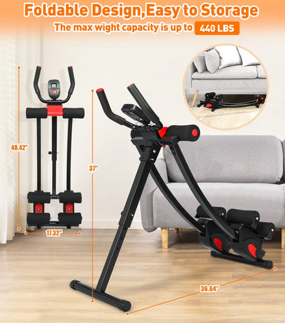 Transform Your Core with the Ultimate Fitness Ab Machine - 4 Adjustable Resistance Levels for Effective Home Workouts, Compact & Foldable Design, Supports Up to 440 lbs!