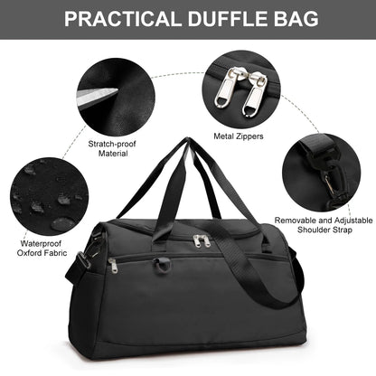 Ultimate Waterproof Travel Duffle Bag with Shoe Compartment - Perfect for Gym, Sports, and Weekend Getaways in Sleek Black Design